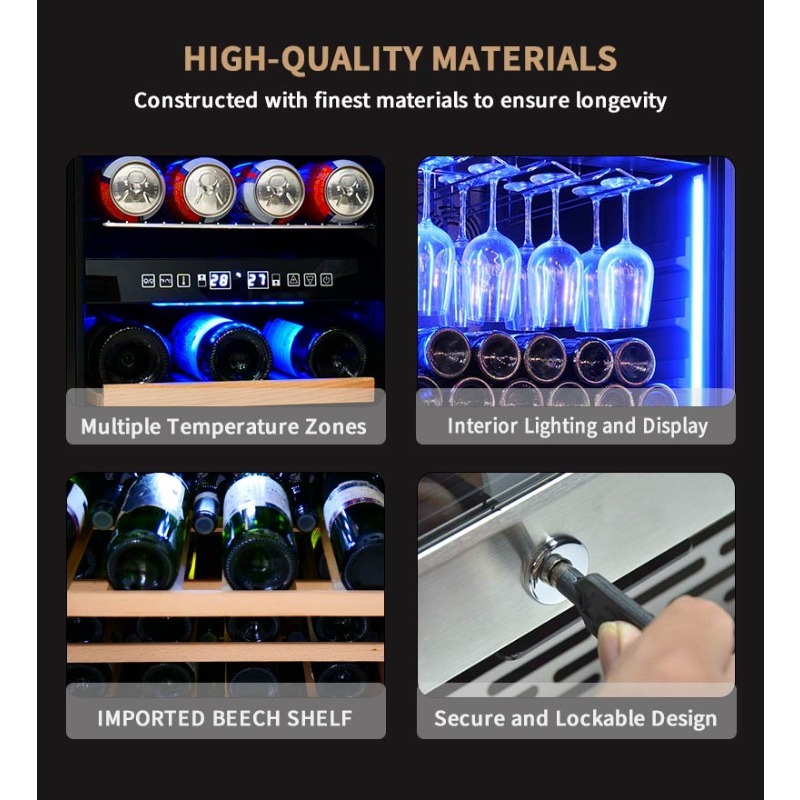 Airo 120V 66 Bottles Wine and  - Wine Beer Dual Zone 评论和价格