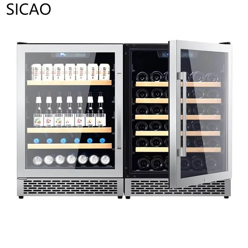 2 Door Wine Beer Fridge Glass  - Wine Beer Dual Zone 评论和价格