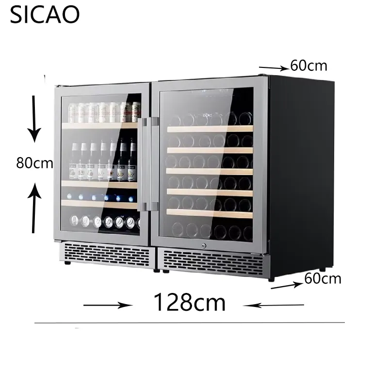 2 Door Wine Beer Fridge Glass  - Wine Beer Dual Zone 评论和价格