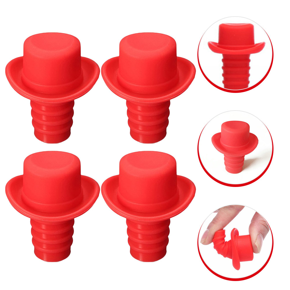 4Pcs Silicone Wine Bottle Stop - Wine Beer Hat 评论和价格